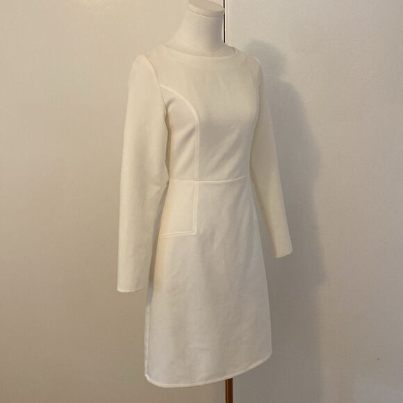 Anthropologie dra Light Cream/ White Long Sleeve Cutout Mini Dress Size Small - Picture 5 of 14